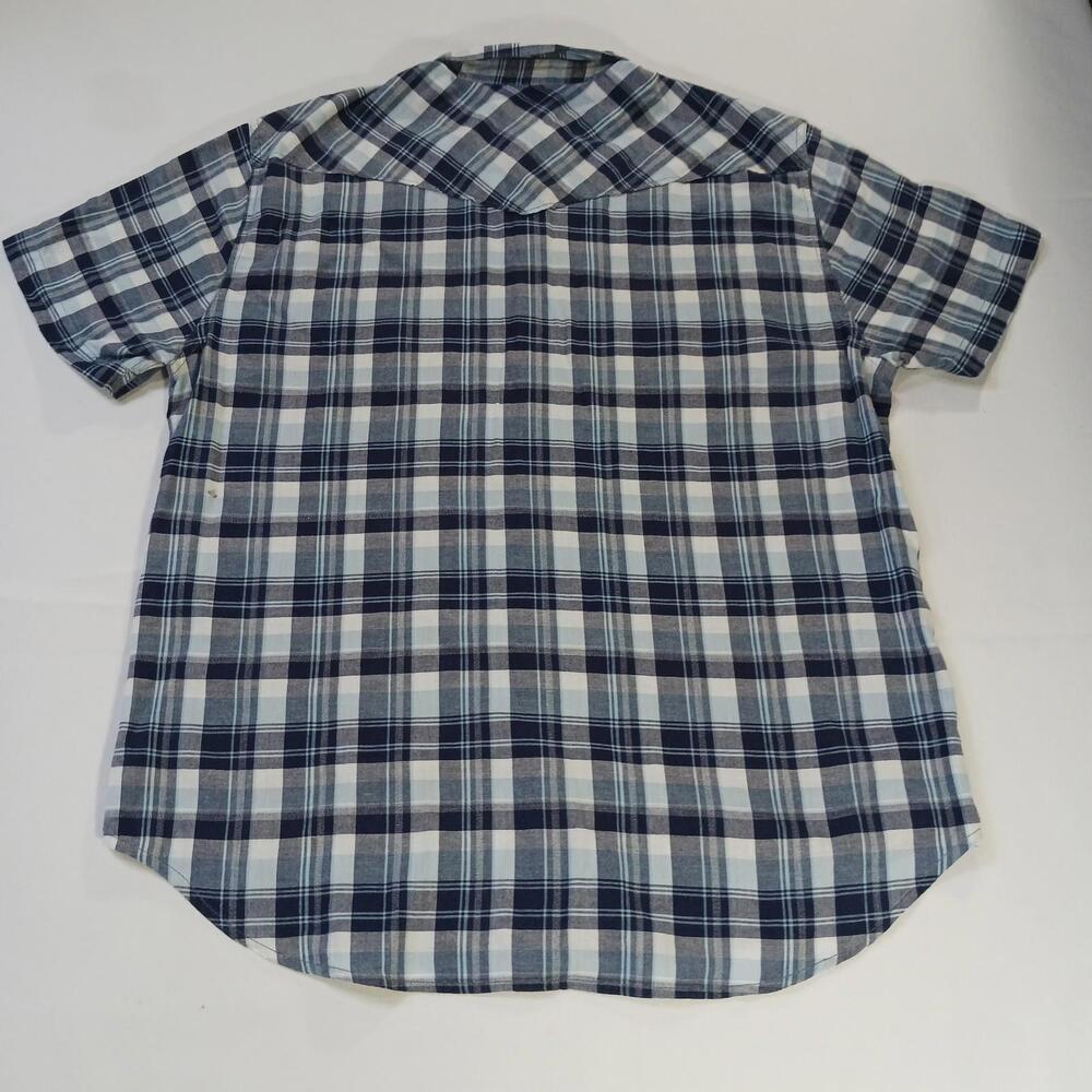 Lucky Brand Sportswear Men's Western Pearl Snap Button Up Blue Plaid Shirt Sz L - Picture 14 of 16
